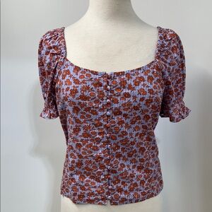 Madewell Milkmaid Puff Sleeve Blouse Fitted Ruffled Size 2